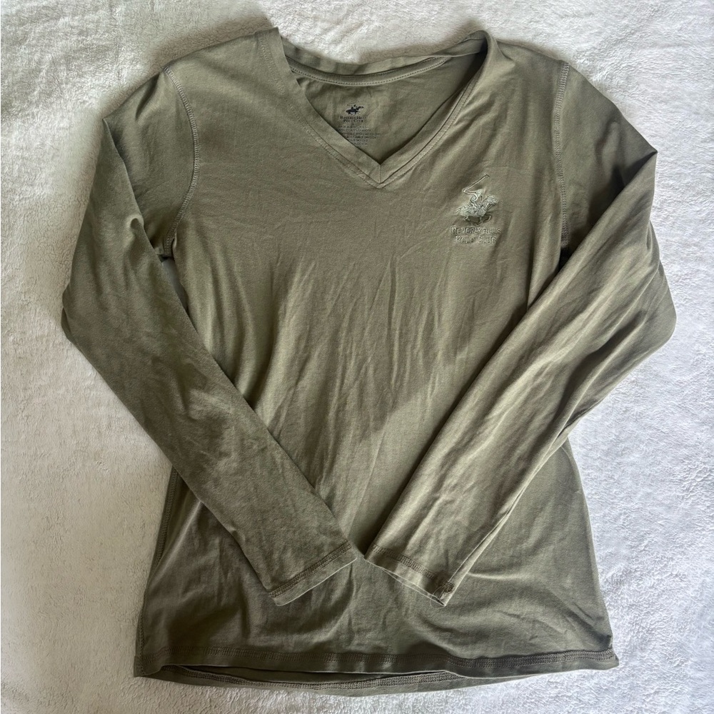 Beverly Hills Polo Club Olive V-Neck Shirt